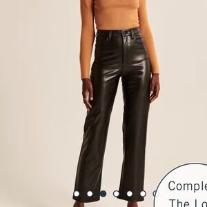Abercrombie&Fitch Vegan Leather Ankle Straight Ultra High Rise Pant a black Nwt
